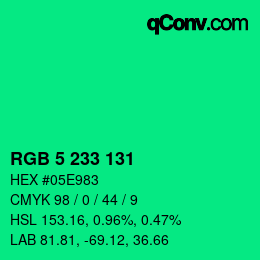 Color code: RGB 5 233 131 | qconv.com