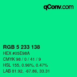 Color code: RGB 5 233 138 | qconv.com