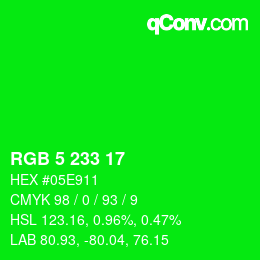 Color code: RGB 5 233 17 | qconv.com