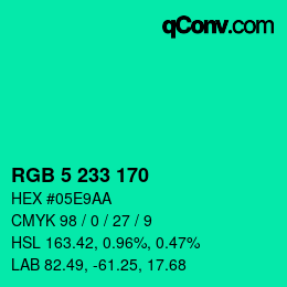 Color code: RGB 5 233 170 | qconv.com