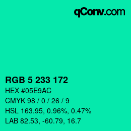 Color code: RGB 5 233 172 | qconv.com