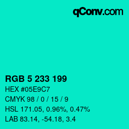 Color code: RGB 5 233 199 | qconv.com
