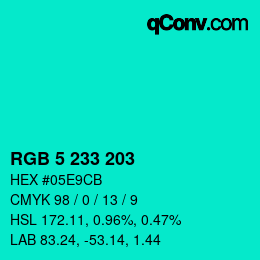 Color code: RGB 5 233 203 | qconv.com