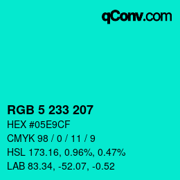 カラーコード: RGB 5 233 207 | qconv.com