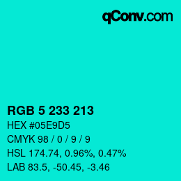 Color code: RGB 5 233 213 | qconv.com