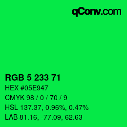 Color code: RGB 5 233 71 | qconv.com