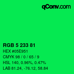 Color code: RGB 5 233 81 | qconv.com