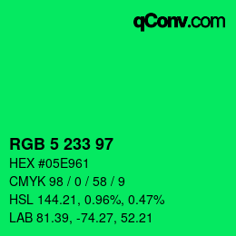 Color code: RGB 5 233 97 | qconv.com