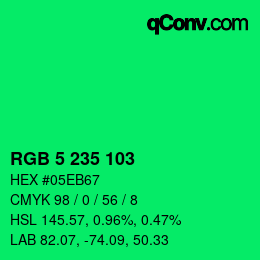 カラーコード: RGB 5 235 103 | qconv.com