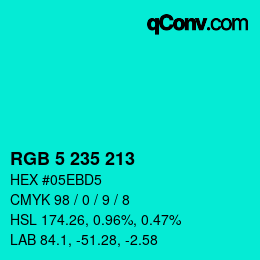 Color code: RGB 5 235 213 | qconv.com