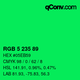 Color code: RGB 5 235 89 | qconv.com