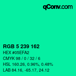 Color code: RGB 5 239 162 | qconv.com