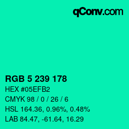 Color code: RGB 5 239 178 | qconv.com
