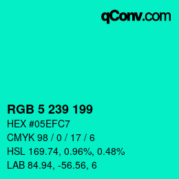 Color code: RGB 5 239 199 | qconv.com