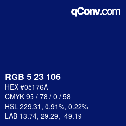 Color code: RGB 5 23 106 | qconv.com