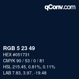 Color code: RGB 5 23 49 | qconv.com