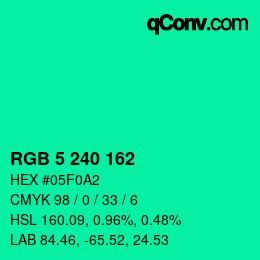 Color code: RGB 5 240 162 | qconv.com