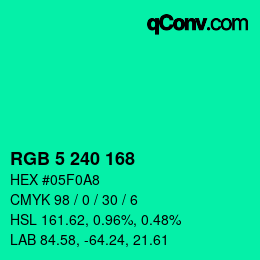 Código de color: RGB 5 240 168 | qconv.com