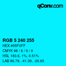 Color code: RGB 5 240 255 | qconv.com