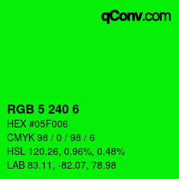 Color code: RGB 5 240 6 | qconv.com