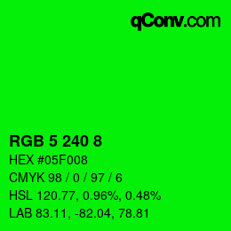 Color code: RGB 5 240 8 | qconv.com