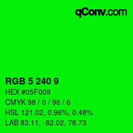 Color code: RGB 5 240 9 | qconv.com