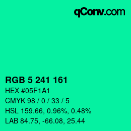 Color code: RGB 5 241 161 | qconv.com