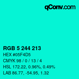 Color code: RGB 5 244 213 | qconv.com