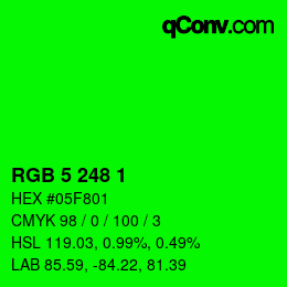 Color code: RGB 5 248 1 | qconv.com