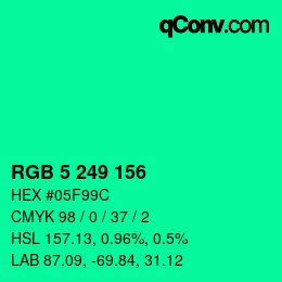 Color code: RGB 5 249 156 | qconv.com