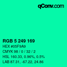Color code: RGB 5 249 169 | qconv.com