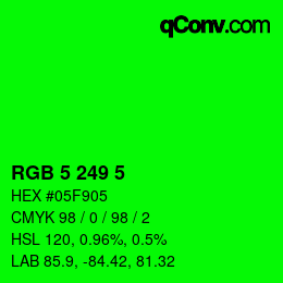 Color code: RGB 5 249 5 | qconv.com