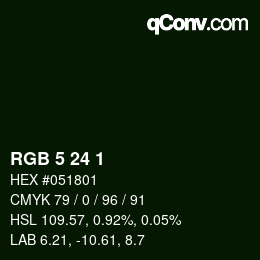 Code couleur: RGB 5 24 1 | qconv.com