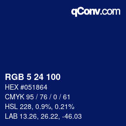 カラーコード: RGB 5 24 100 | qconv.com
