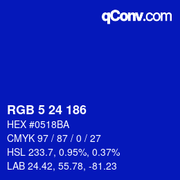 Color code: RGB 5 24 186 | qconv.com