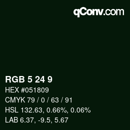 カラーコード: RGB 5 24 9 | qconv.com