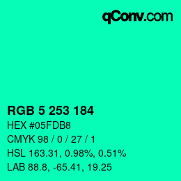 Color code: RGB 5 253 184 | qconv.com