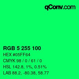 Color code: RGB 5 255 100 | qconv.com