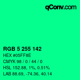 Color code: RGB 5 255 142 | qconv.com