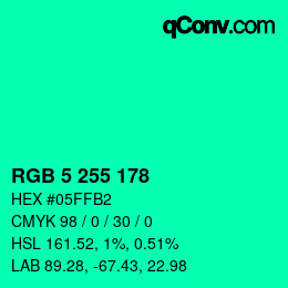 Color code: RGB 5 255 178 | qconv.com