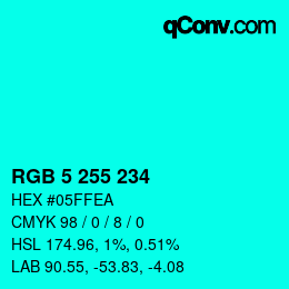 Color code: RGB 5 255 234 | qconv.com