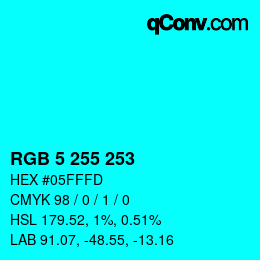 Color code: RGB 5 255 253 | qconv.com