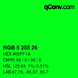 Color code: RGB 5 255 26 | qconv.com