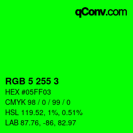 Color code: RGB 5 255 3 | qconv.com