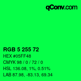 Color code: RGB 5 255 72 | qconv.com