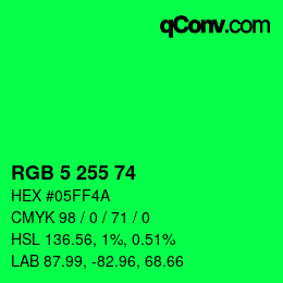 Color code: RGB 5 255 74 | qconv.com
