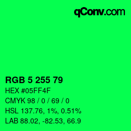 Color code: RGB 5 255 79 | qconv.com