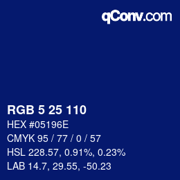 カラーコード: RGB 5 25 110 | qconv.com