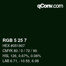 Color code: RGB 5 25 7 | qconv.com