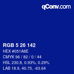 Color code: RGB 5 26 142 | qconv.com